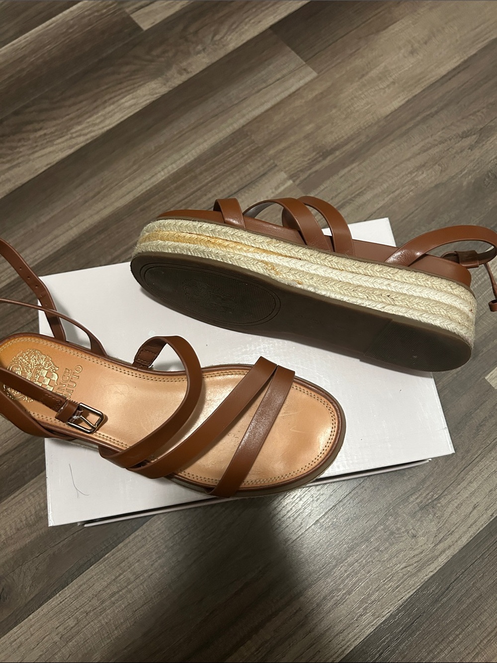 Vince Camuto Tan Strappy Espadrille Wedge Sandals - Picture 5 of 7
